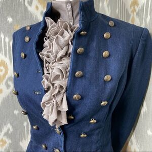 Ralph Lauren Indigo Blue Cropped Naval Officers Jacket